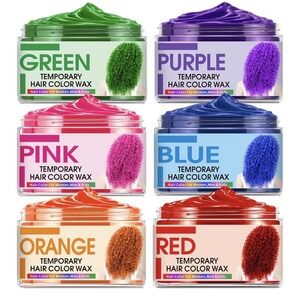 Lot of 6 Temporary Hair Color Wax Paste Red Blue Green Orange Blue Purple NEW